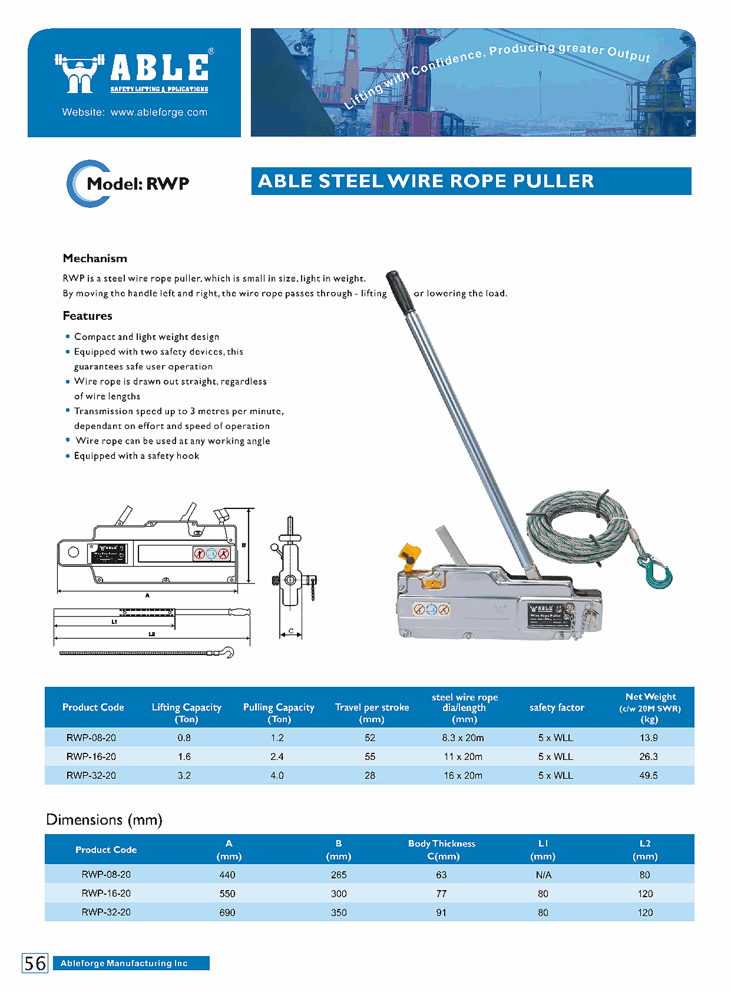Aluminum / Steel Wire Rope Puller — catalogue detail 2