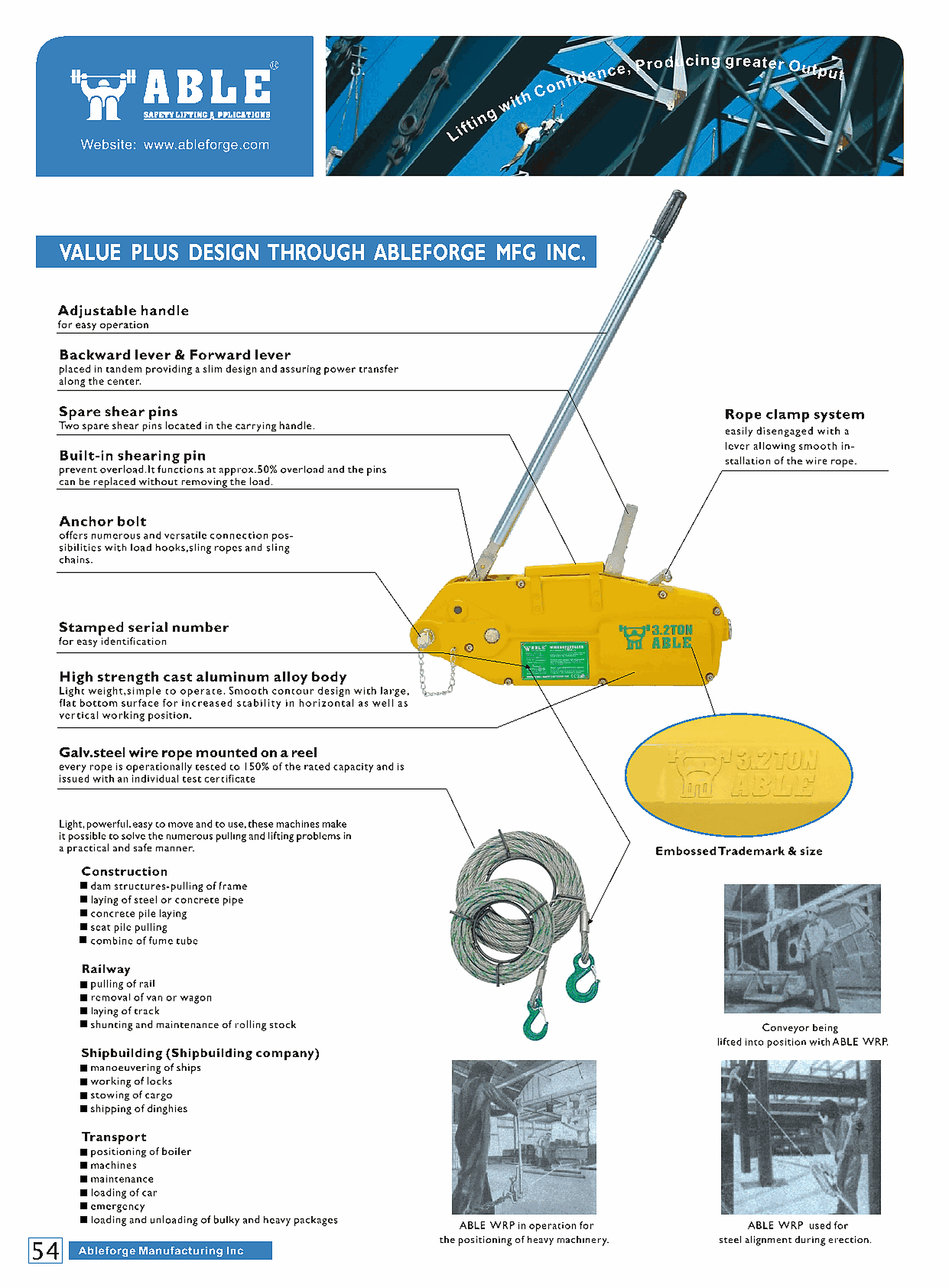Aluminum / Steel Wire Rope Puller — catalogue detail 3