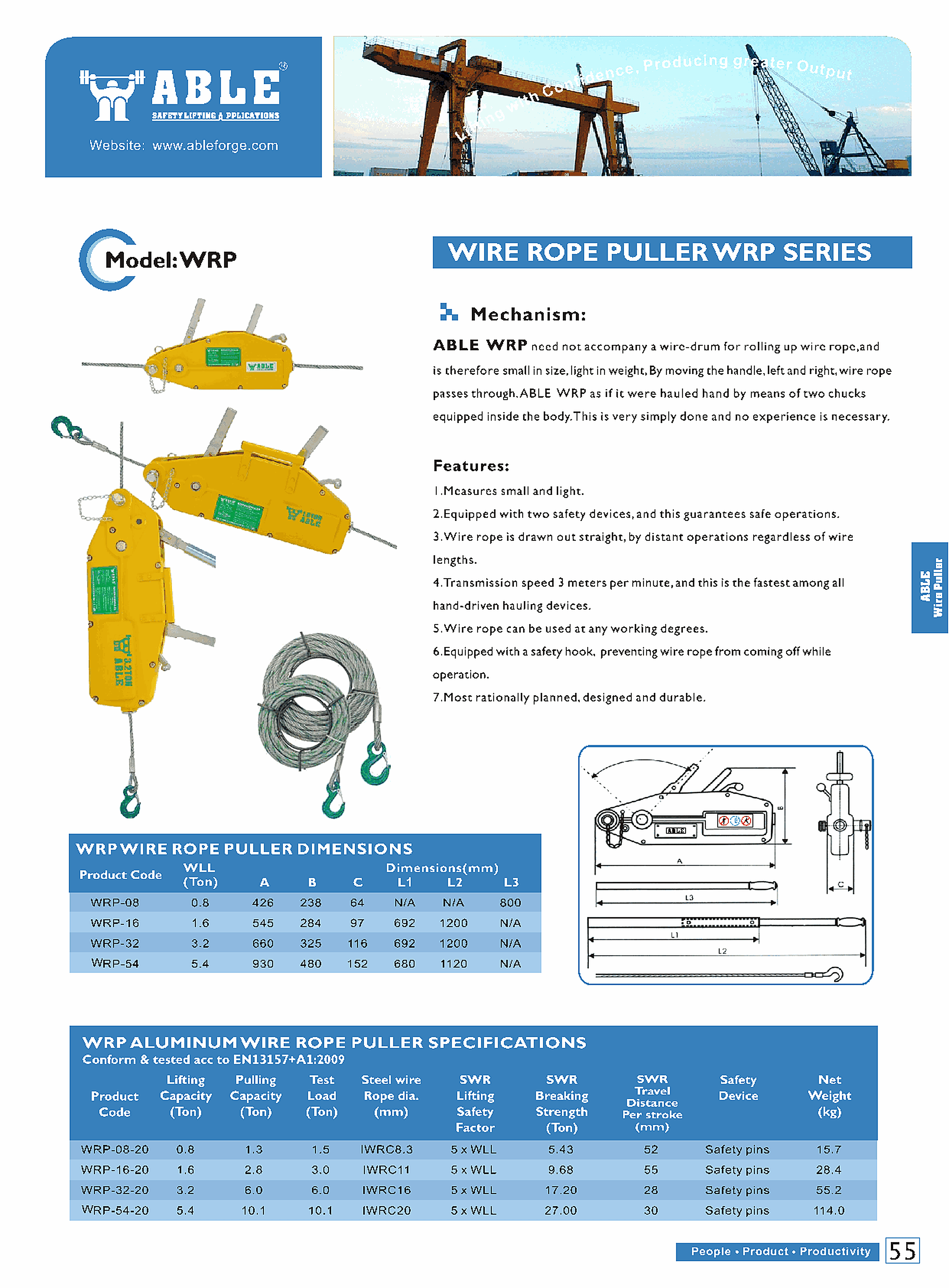 Aluminum / Steel Wire Rope Puller — catalogue detail 1