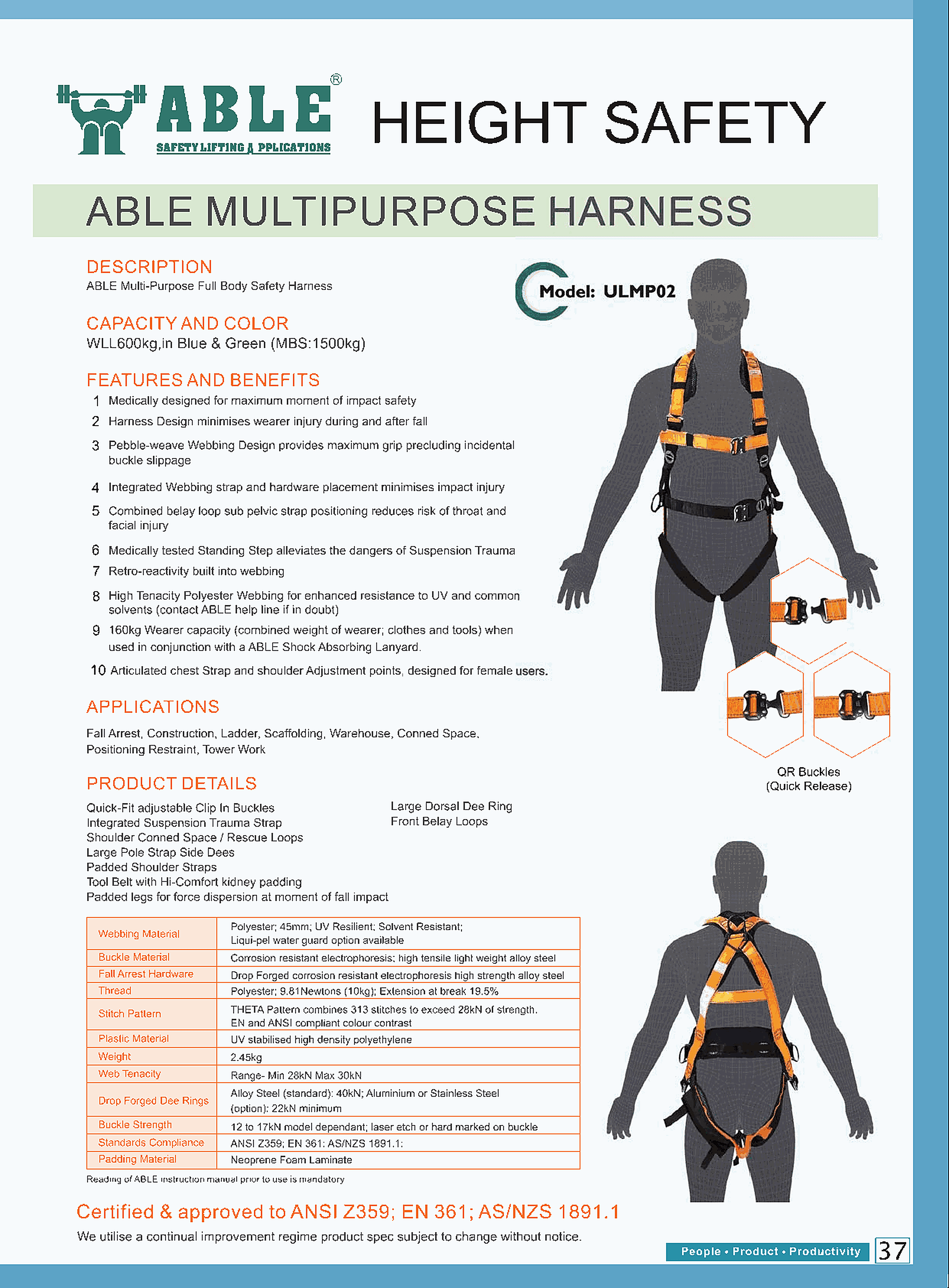 Multipurpose Full-Body Harness — catalogue detail 2