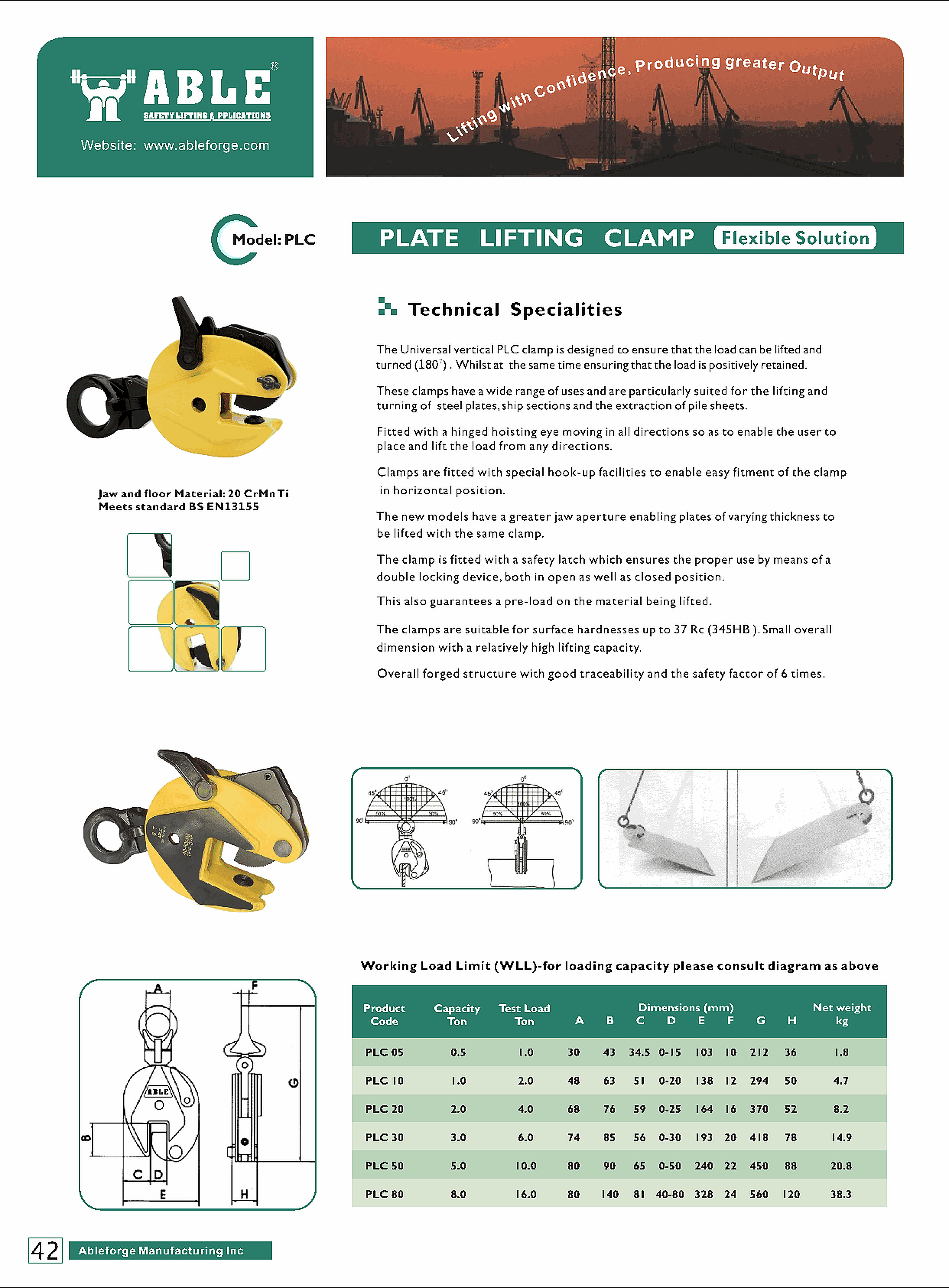 Plate Lifting Clamp (Flexible) — catalogue detail 1