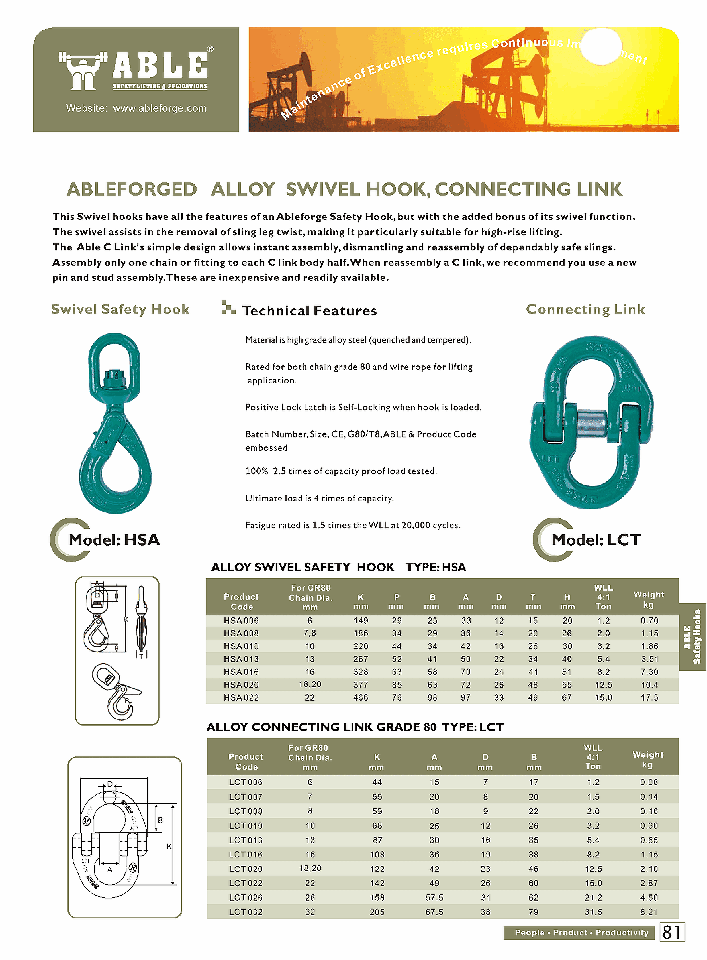 Sling / Safety / Self-Locking Hook — catalogue detail 2