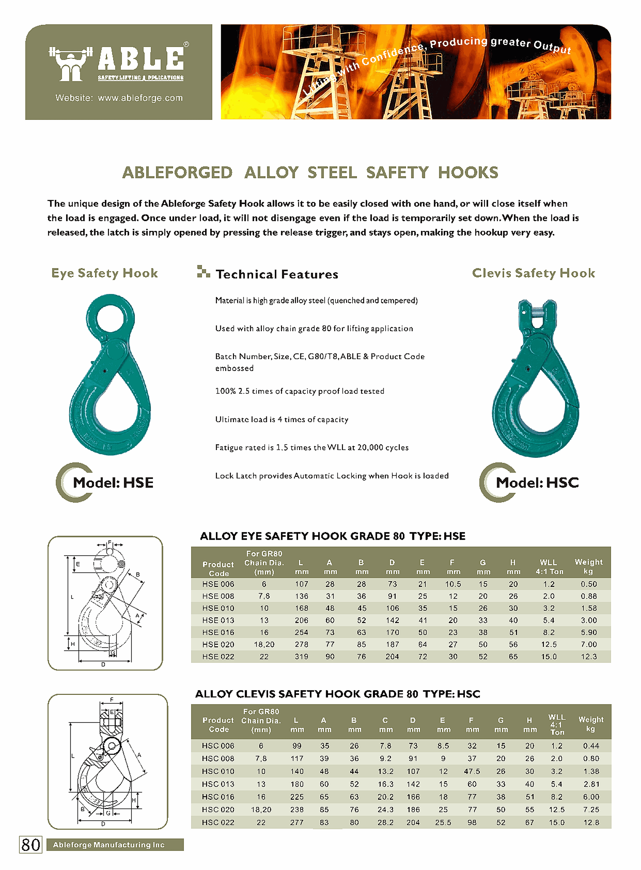 Sling / Safety / Self-Locking Hook — catalogue detail 1