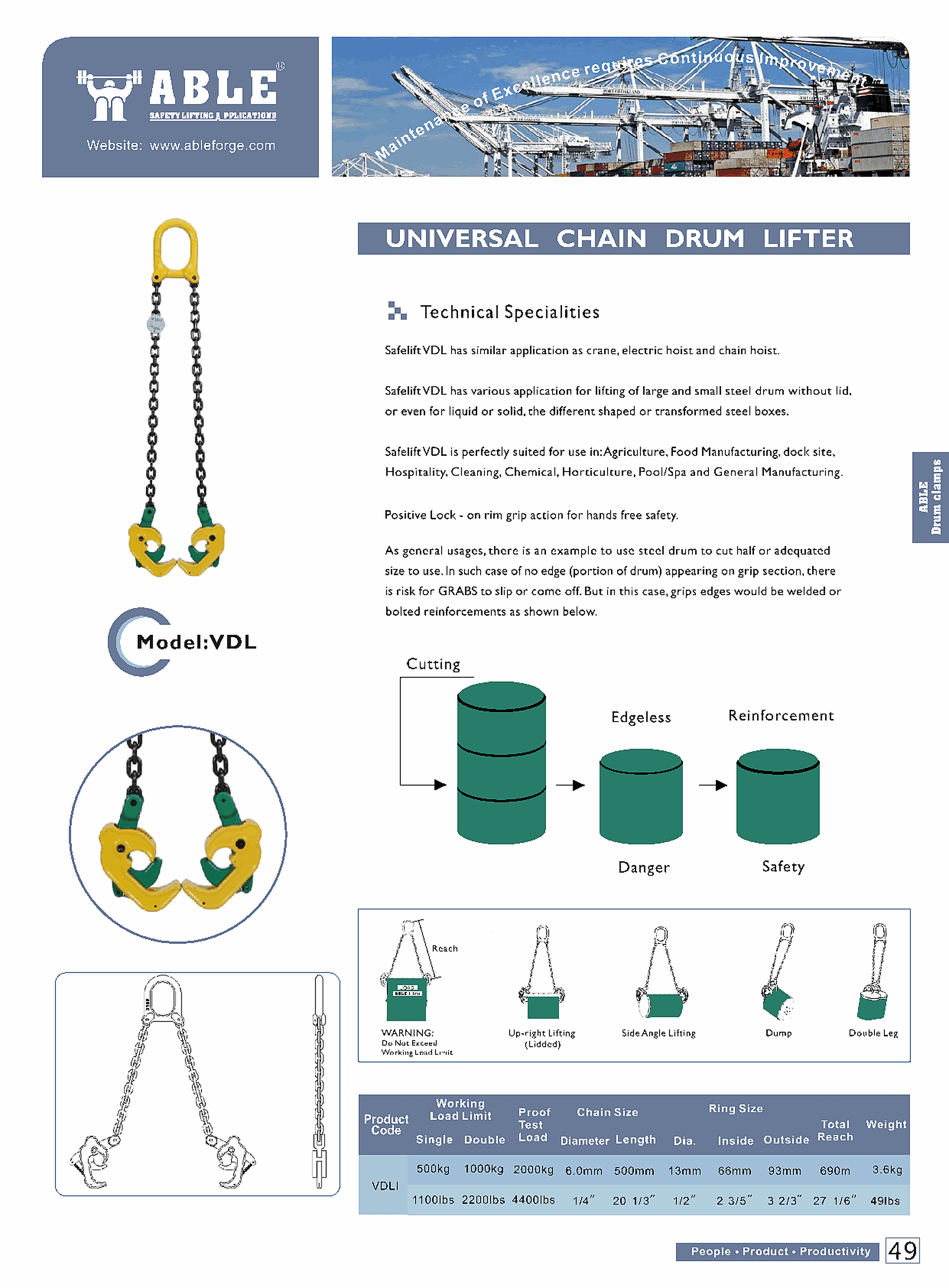 Vertical / Auto / Chain Drum Lifter — catalogue detail 2