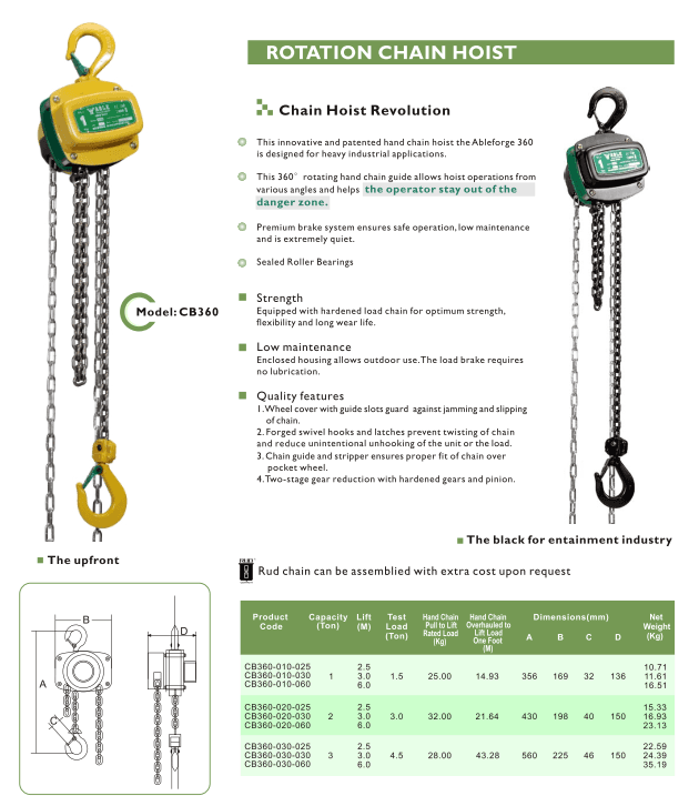 Rotation Chain Hoist — catalogue detail 1